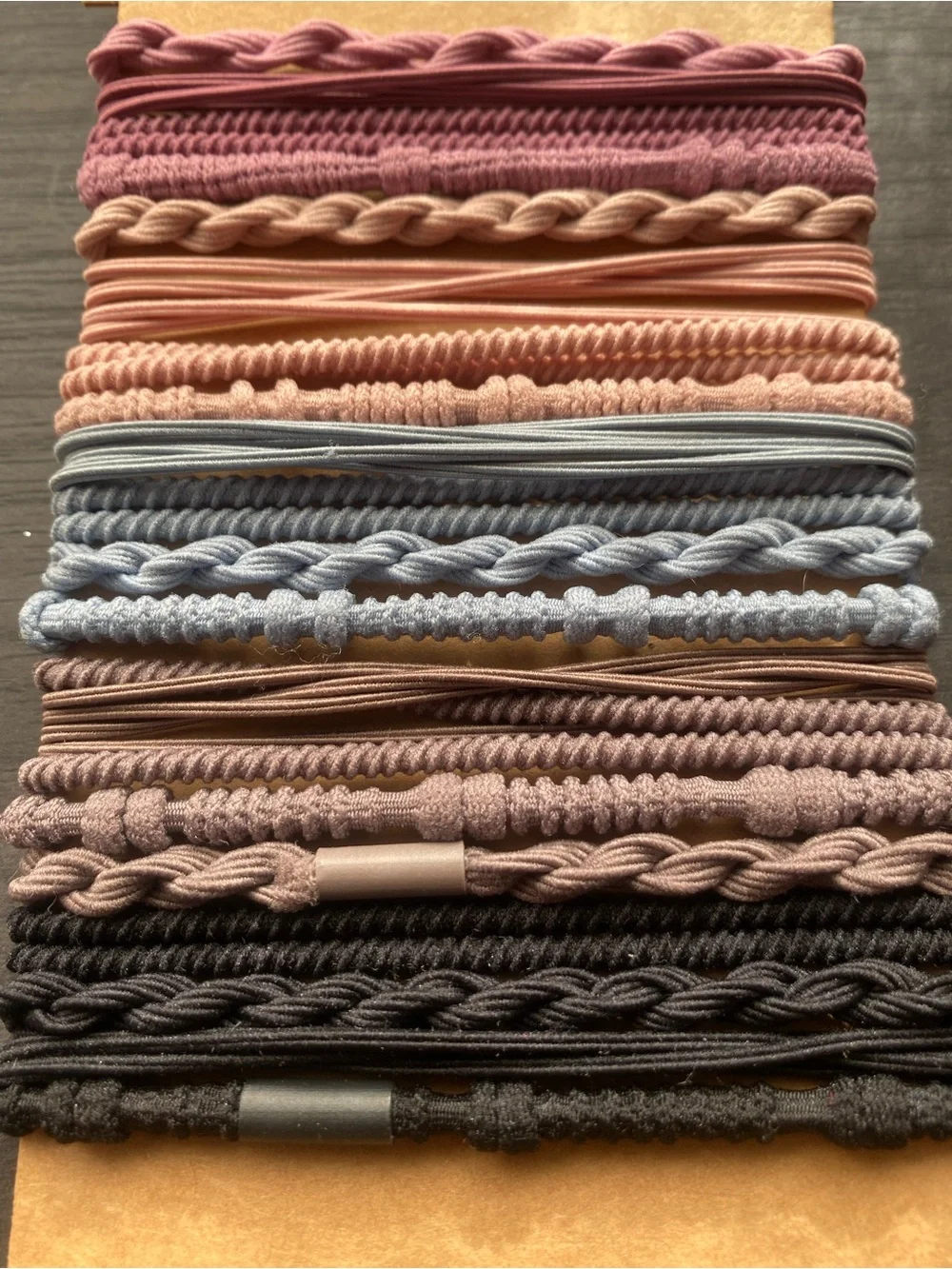 Boho Festival Braided Elastic Hair Tie Bracelet Stack Multi Color 20 Piece Set